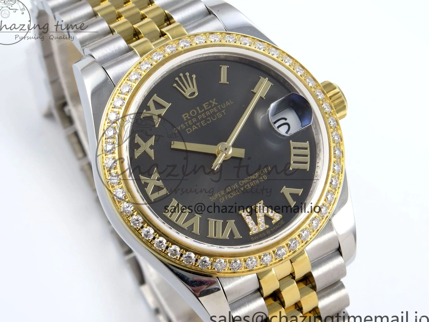 JARF 904L YG Diamonds SS Jubilee Edition Gray 278383RBR Roman 1:1 Best 31 on Steel Bracelet DateJust Dial HZ2236 0502